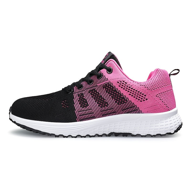 Damen Leichte Mesh-Sportschuhe - Atmungsaktive, Schnürschuhe zum Laufen mit EVA-Sohle, Modische Schwarze Freizeit- und Gehschuhe