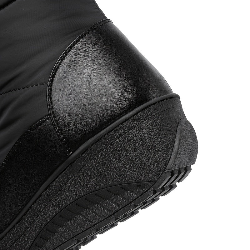 Wasserdichte rutschfeste Outdoor-Kniehohe Stiefel, warme Plüsch-Innensohle, flache Schnürung hinten, Sportsneaker, Damenschuhe