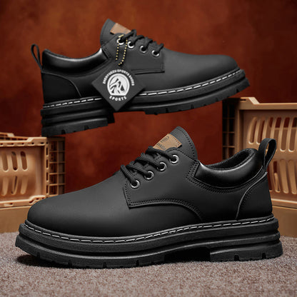 Herren Klassische Low-Top Oxfords - Schnürung mit Rundspitze, rutschfeste PVC-Sohle, leichtes Obermaterial & gepolsterte Innensohle für Business Casual, Outdoor, Fitnessstudio - Vielseitig für alle Jahreszeiten (Einfarbig)