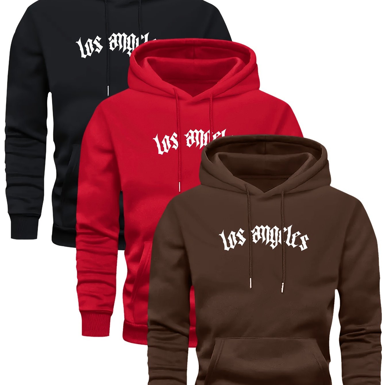 3er-Set Herren-Casual-Hoodies mit Fleece, stilvoll und vielseitig.