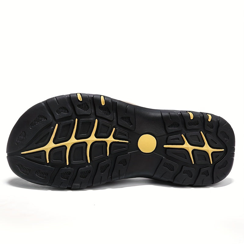 CLOHOO Marke Rindsleder Gummisohle Dicke Sohle Handgefertigte Freizeit Geschlossene Zehen Herren Sandalen