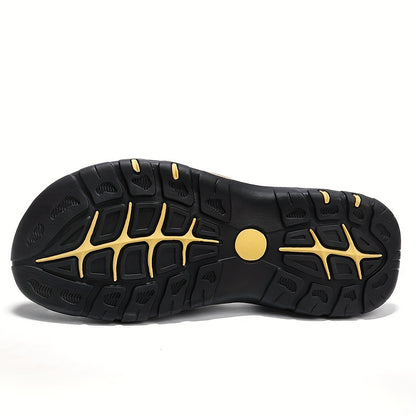 CLOHOO Marke Rindsleder Gummisohle Dicke Sohle Handgefertigte Freizeit Geschlossene Zehen Herren Sandalen