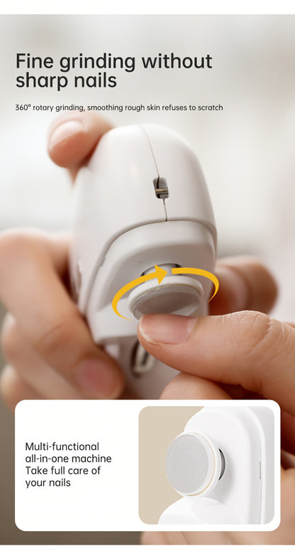 2-in-1 Elektrischer Nagelknipser und Polierer mit LED-Licht, Anti-Quetsch-Sicherheitsfunktion, Polier- und Schleiffunktionen, USB-Aufladung, Multifunktionales Maniküre-Werkzeug