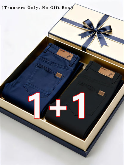 2er-Set Herren Allwetter Stretch-Chinohosen - Uni, Regular Fit, , bequem & langlebig