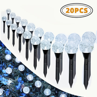20 Stück Solar-Garten-Kristalllichter, Außen-Rasenlichter mit 8 Lichtmodi, automatische Abschaltung am Tag undNight-On for Summer, Camping, Christmas, Wedding, Party, Birthday Pathway Decorations