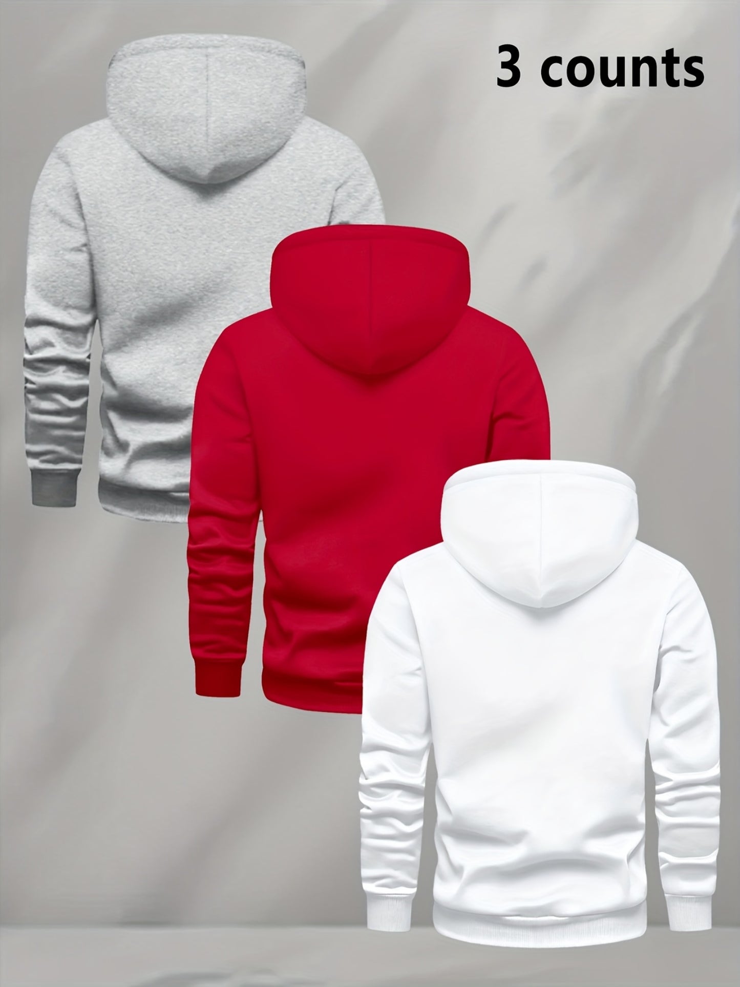 3er-Set Herren-Casual-Hoodies mit Fleece, stilvoll und vielseitig.