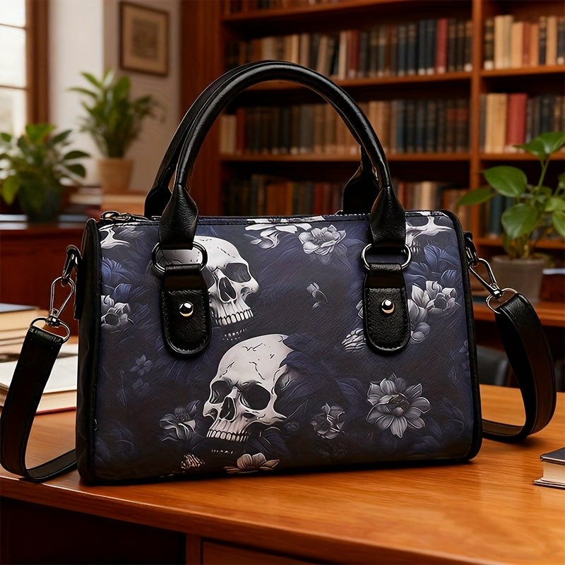 Eine stilvolle Schultertasche von Perfect Lily für Frauen im Totenkopf-Design, mit einem geräumigen und minimalistischen Design, aus Nylon gefertigt,
