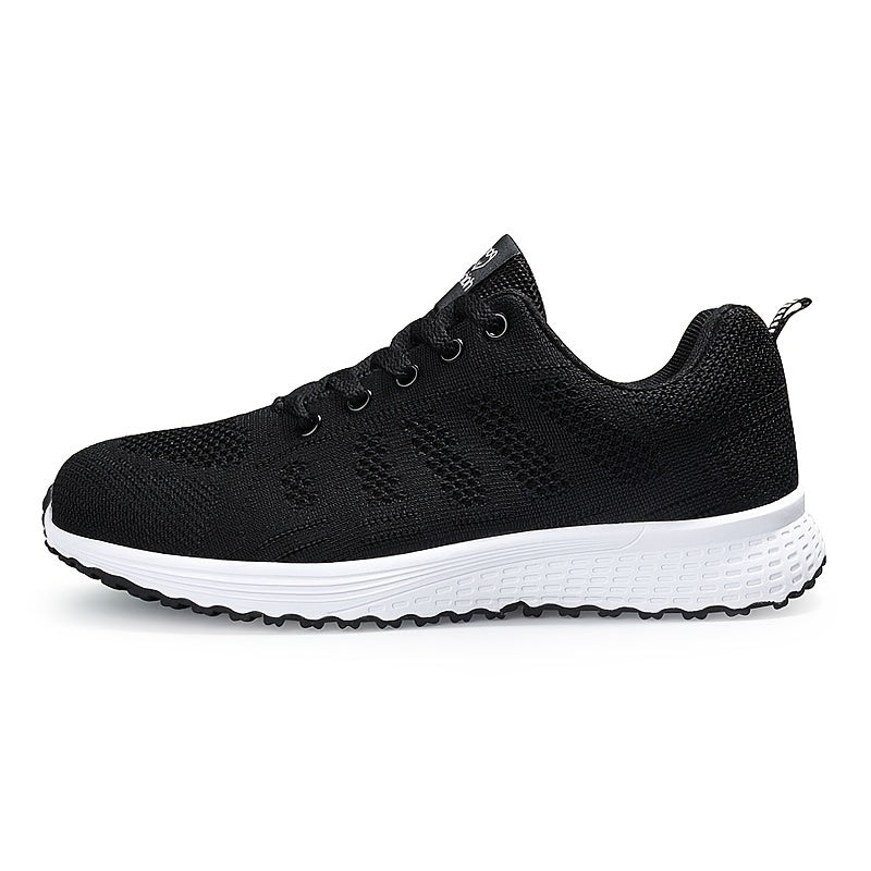 Damen Leichte Mesh-Sportschuhe - Atmungsaktive, Schnürschuhe zum Laufen mit EVA-Sohle, Modische Schwarze Freizeit- und Gehschuhe