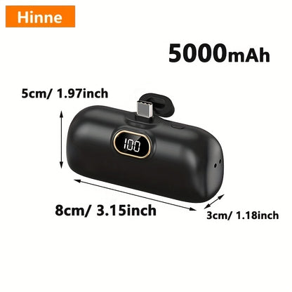 Hinne 5000mAh Mini Tragbares Ladegerät, ultrakompaktes Akku-Pack für unterwegs, Notstrom-Powerbank für das Telefon