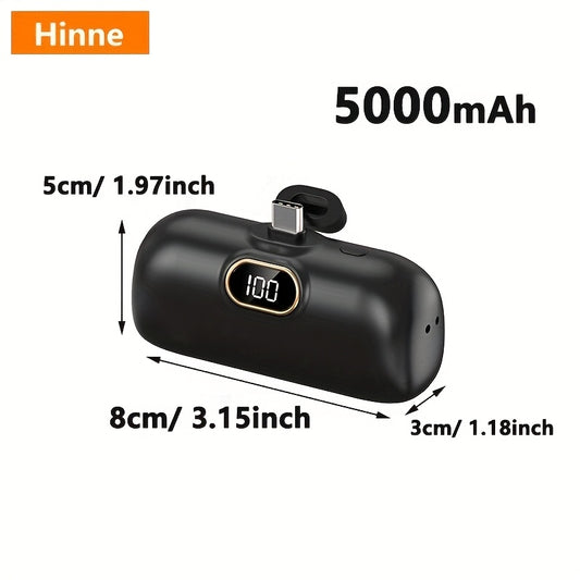 Hinne 5000mAh Mini Tragbares Ladegerät, ultrakompaktes Akku-Pack für unterwegs, Notstrom-Powerbank für das Telefon