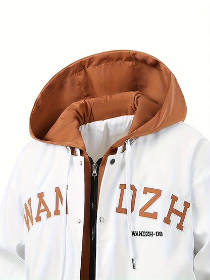 Oversized Bomberjacke für Herren mit Kapuze , geeignet für Outdoor, Handwaschbare warme Pilotenjacke