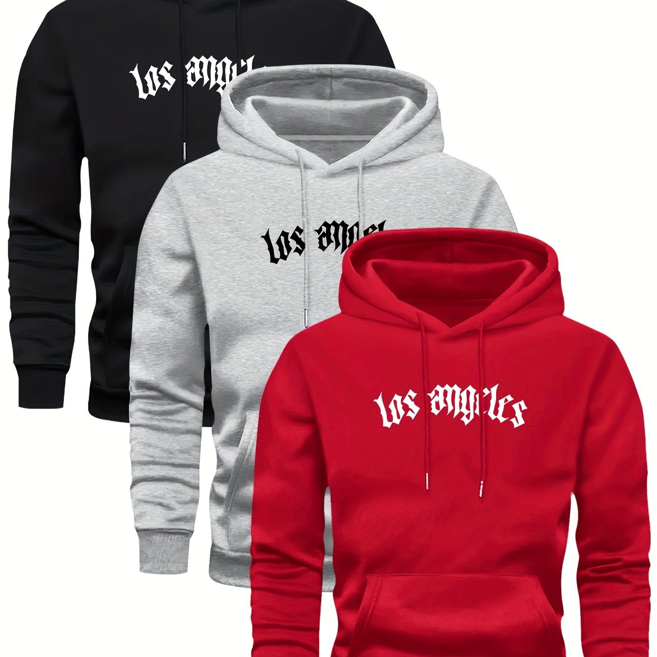 3er-Set Herren-Casual-Hoodies mit Fleece, stilvoll und vielseitig.