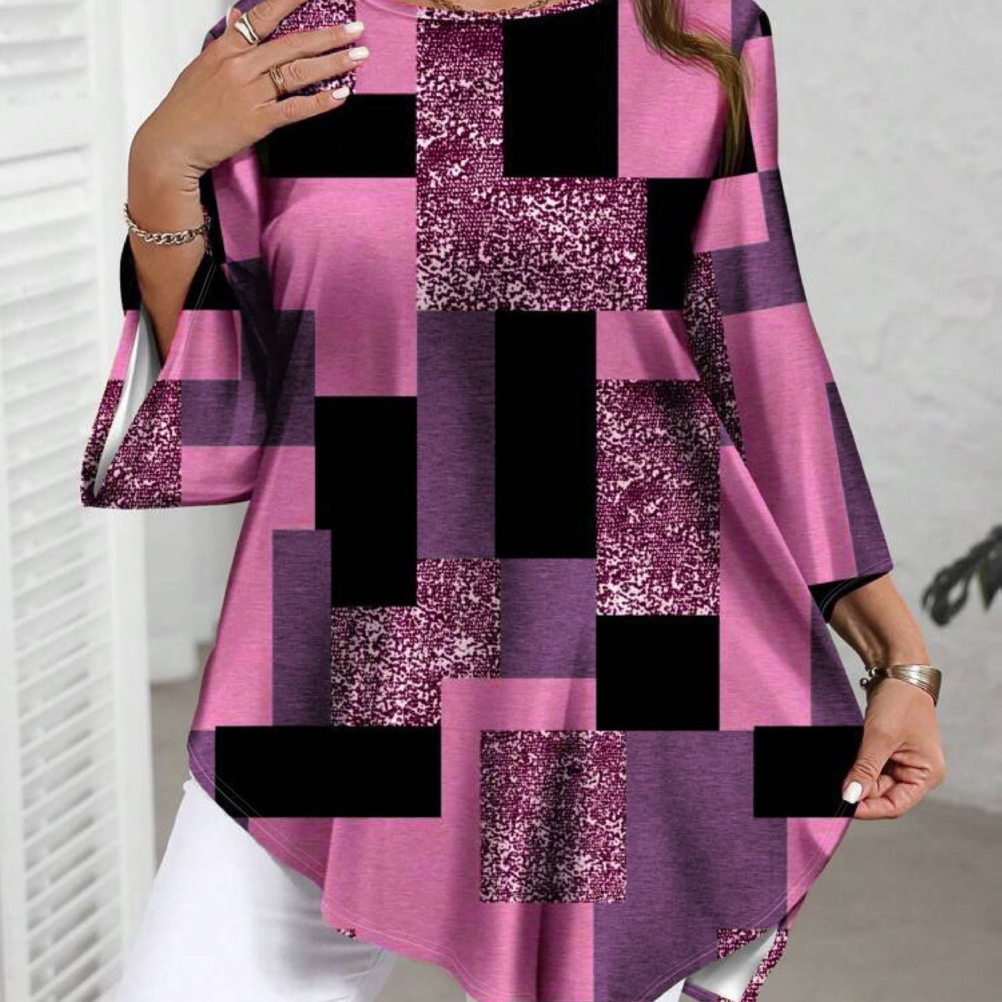 Damen Bluse , Moderne Muster , diverse Farben , Grosse Größen