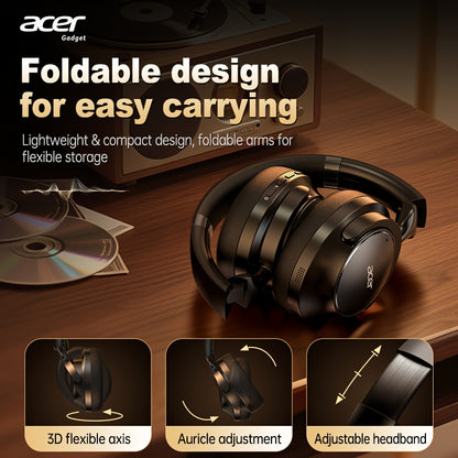 Acer Ohr560 Kabellose Kopfhörer | Over-Ear mit ANC Geräuschunterdrückung, Vollumfassendes Ohrdesign, Faltbar, Eingebautes Kondensatormikrofon, Hi-Fi Stereo Sound, HD ENC Anrufgeräuschreduzierung, Kompatibel mit 3,5-mm-Audiokabel, USA