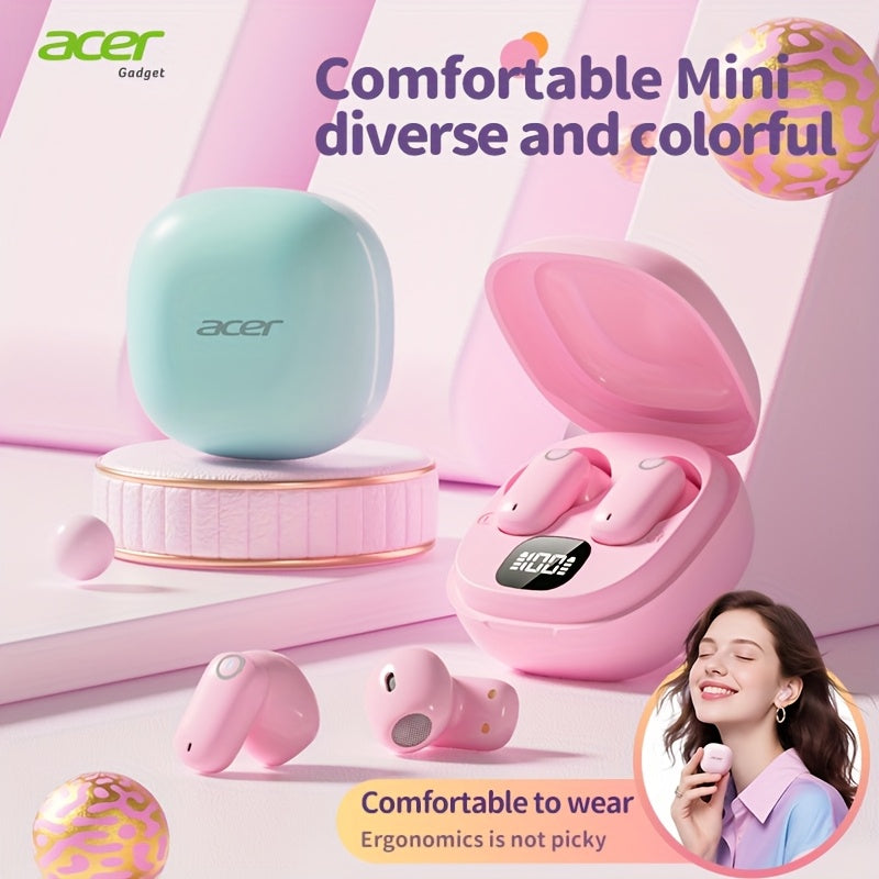 [Acer Offiziell Original] TWS Kabellose Ohrhörer mit Tiefbass-Stereo + Geräuschunterdrückung bei Anrufen, Ultra lange Akkulaufzeit, In-Ear-Design für Sport und Laufen, Mini und kompakt, HIFI-Sound, leichtes Touch-Bedienung