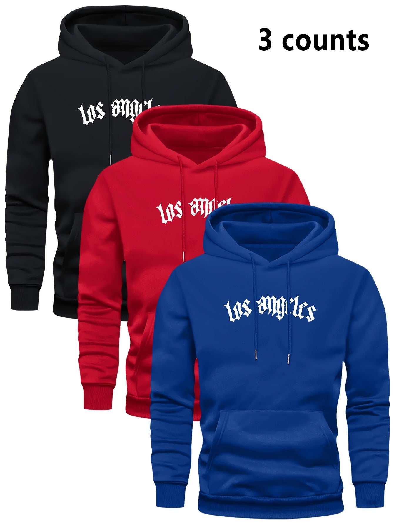 3er-Set Herren-Casual-Hoodies mit Fleece, stilvoll und vielseitig.