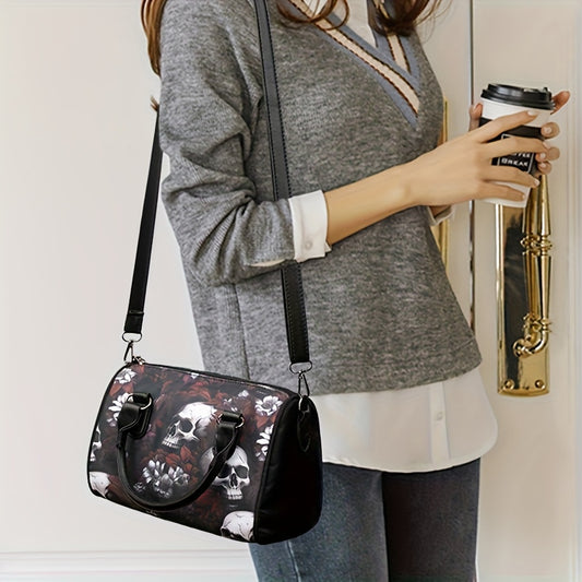 Eine stilvolle Schultertasche von Perfect Lily für Frauen im Totenkopf-Design, mit einem geräumigen und minimalistischen Design, aus Nylon gefertigt,