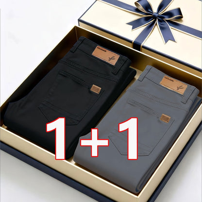 2er-Set Herren Allwetter Stretch-Chinohosen - Uni, Regular Fit, , bequem & langlebig