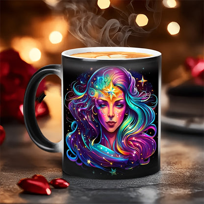 1 Stück 0,33Liter Zodiac Magic Farbwechsel-Becher - Lebhaftes Sternbild-Design, für heiße & kalte Getränke, perfekte Geschenkidee nur Handwäsche