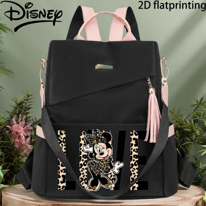 Autorisierter 1 Stück DISNEY Neue Minnie Mouse Modischer Leichter Anti-Diebstahl Rucksack, Damen-Duffelbag, mit Quasten, Verstellbarem Schultergurt