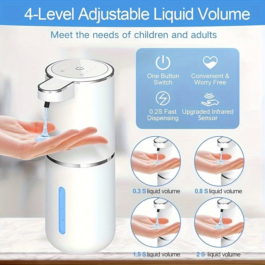 Ein 380 ml wiederaufladbarer automatischer Sensorspender für Seife, geeignet für Schaumschhandseife und Küchenreiniger mit automatischer Sensortechnologie