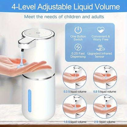 Ein 380 ml wiederaufladbarer automatischer Sensorspender für Seife, geeignet für Schaumschhandseife und Küchenreiniger mit automatischer Sensortechnologie