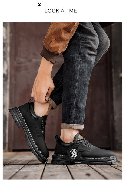 Herren Klassische Low-Top Oxfords - Schnürung mit Rundspitze, rutschfeste PVC-Sohle, leichtes Obermaterial & gepolsterte Innensohle für Business Casual, Outdoor, Fitnessstudio - Vielseitig für alle Jahreszeiten (Einfarbig)