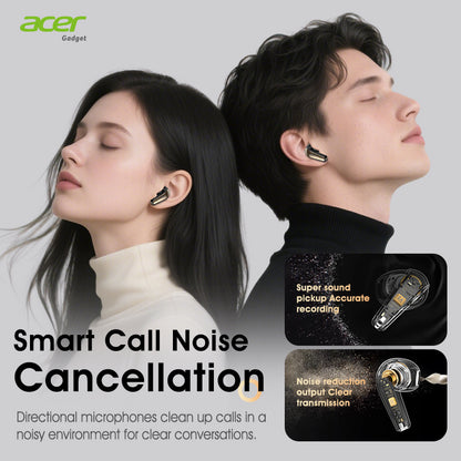 Acer True Wireless Stereo Ohrhörer | Geräuschunterdrückung bei Anrufen, Hi-Fi-Sound, leichtes Touchscreen-Design, extra lange Standby-Zeit, Sport- und Lauf-Ohrhörer,  stilvolles Aussehen