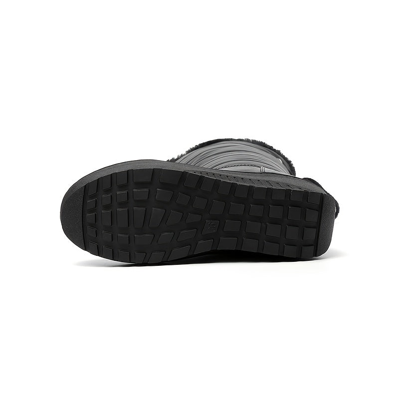 Wasserdichte rutschfeste Outdoor-Kniehohe Stiefel, warme Plüsch-Innensohle, flache Schnürung hinten, Sportsneaker, Damenschuhe