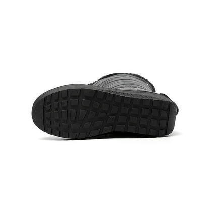 Wasserdichte rutschfeste Outdoor-Kniehohe Stiefel, warme Plüsch-Innensohle, flache Schnürung hinten, Sportsneaker, Damenschuhe