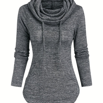 Übergröße - Lässiges Kapuzen-Sweatshirt für Frauen in Übergröße mit Wasserfallkragen