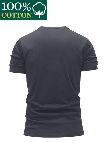 3 Stück - 100% Baumwolle T-Shirt mit Abenteuer-Stil Kompassdruck, lässiges Rundhals-Design, sommerliches trendiges Herrenoberteil