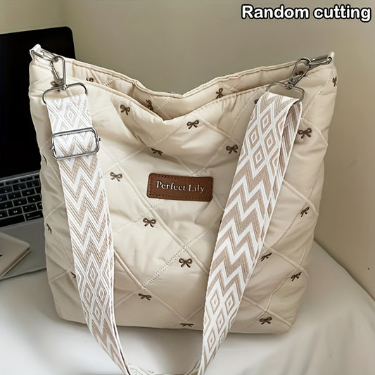 Damentasche aus Nylon als Tote & Crossbody mit abnehmbarem Riemen, verstellbare, wandelbare Handtasche, Reißverschlussverschluss & - Mehrfarbig