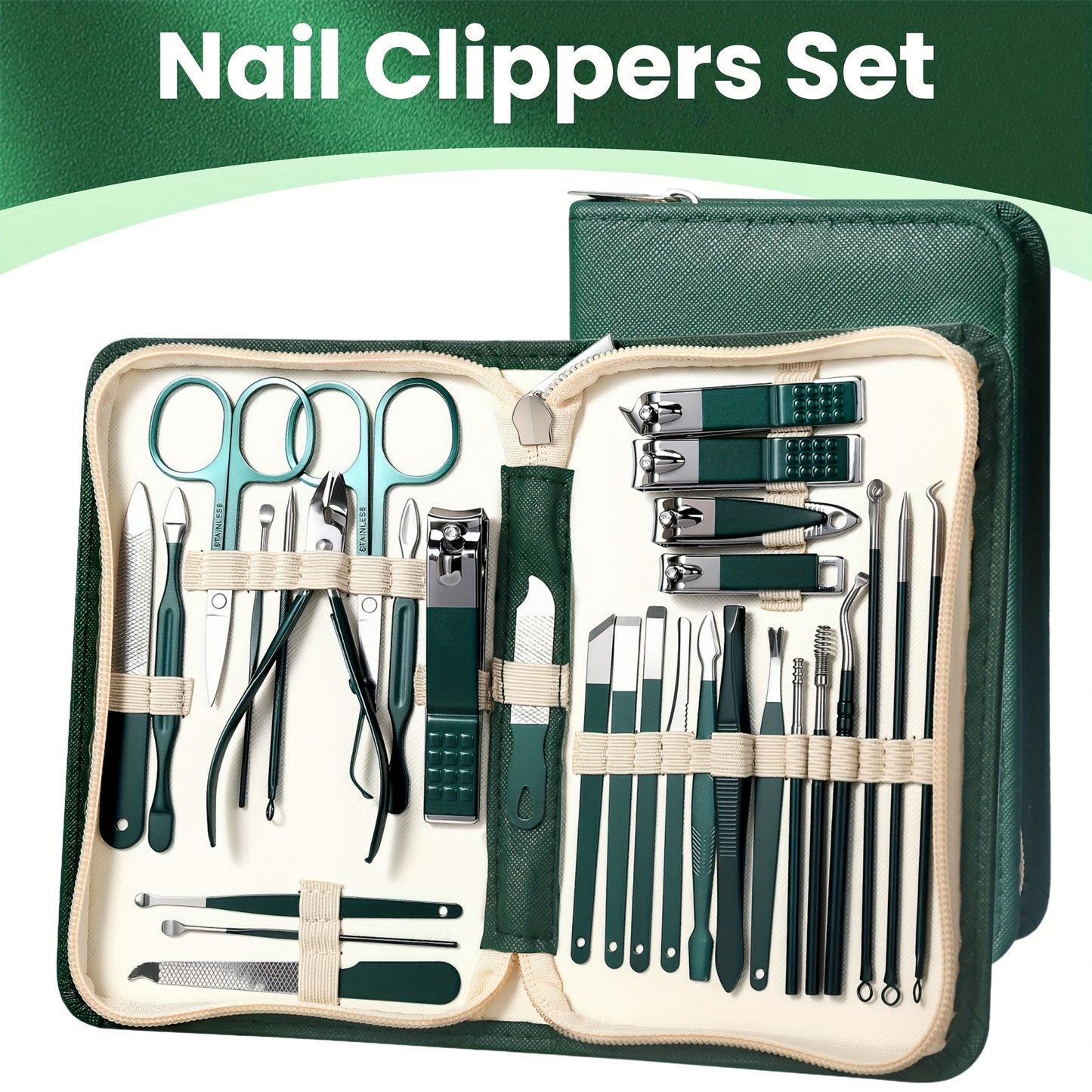 30-teiliges Set aus Nagelknipsern aus Edelstahl, Nagelpflegeset, Maniküre-Set – geeignet für den täglichen Gebrauch zu Hause oder im Nagelstudio