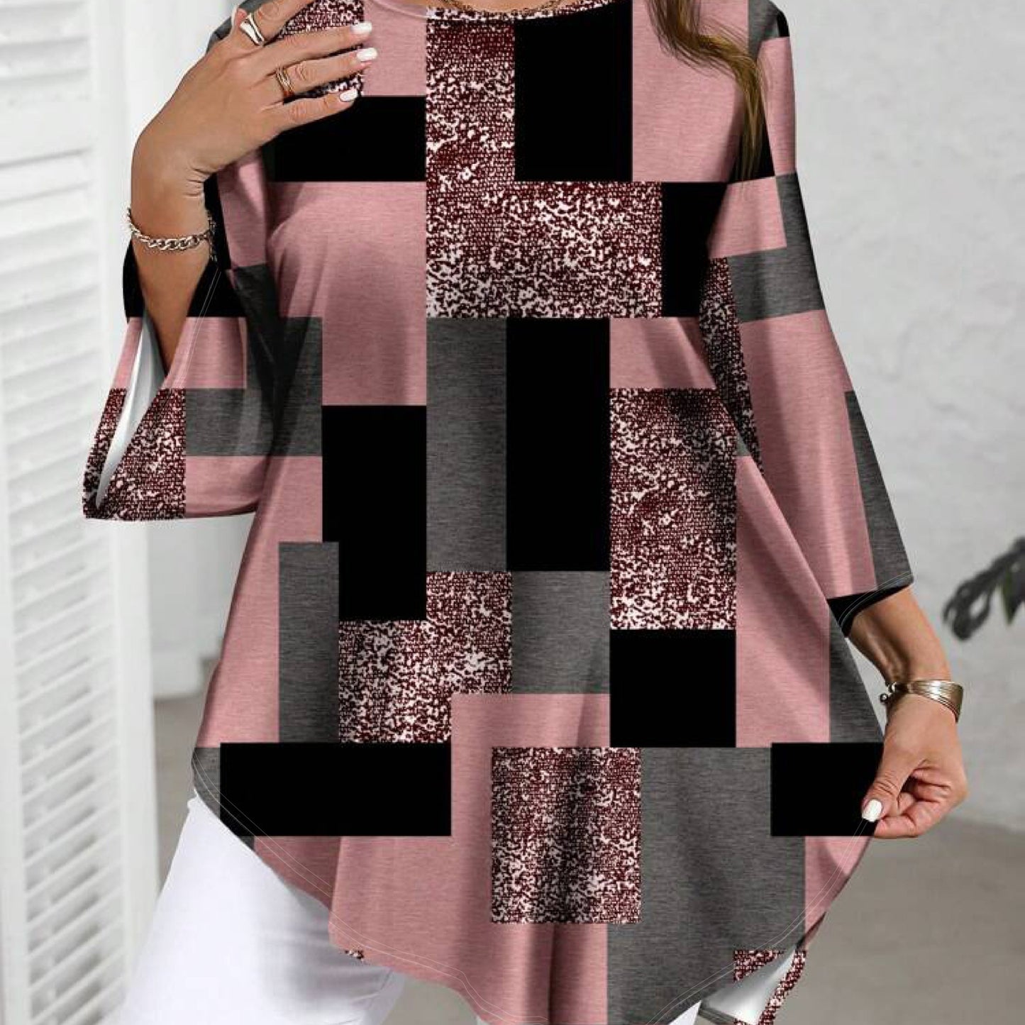 Damen Bluse , Moderne Muster , diverse Farben , Grosse Größen