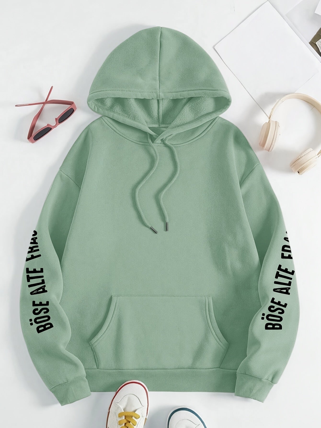 Große Größen  - Hoodie mit Totenkopf-Muster - Böse Alte Frau Druck