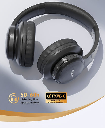 Aufgerüstete kabellose Over-Ear-Kopfhörer mit bassverstärktem Sound, leichtem klappbarem Design und integriertem Mikrofon. Inklusive 3,5-mm-Audiokabel