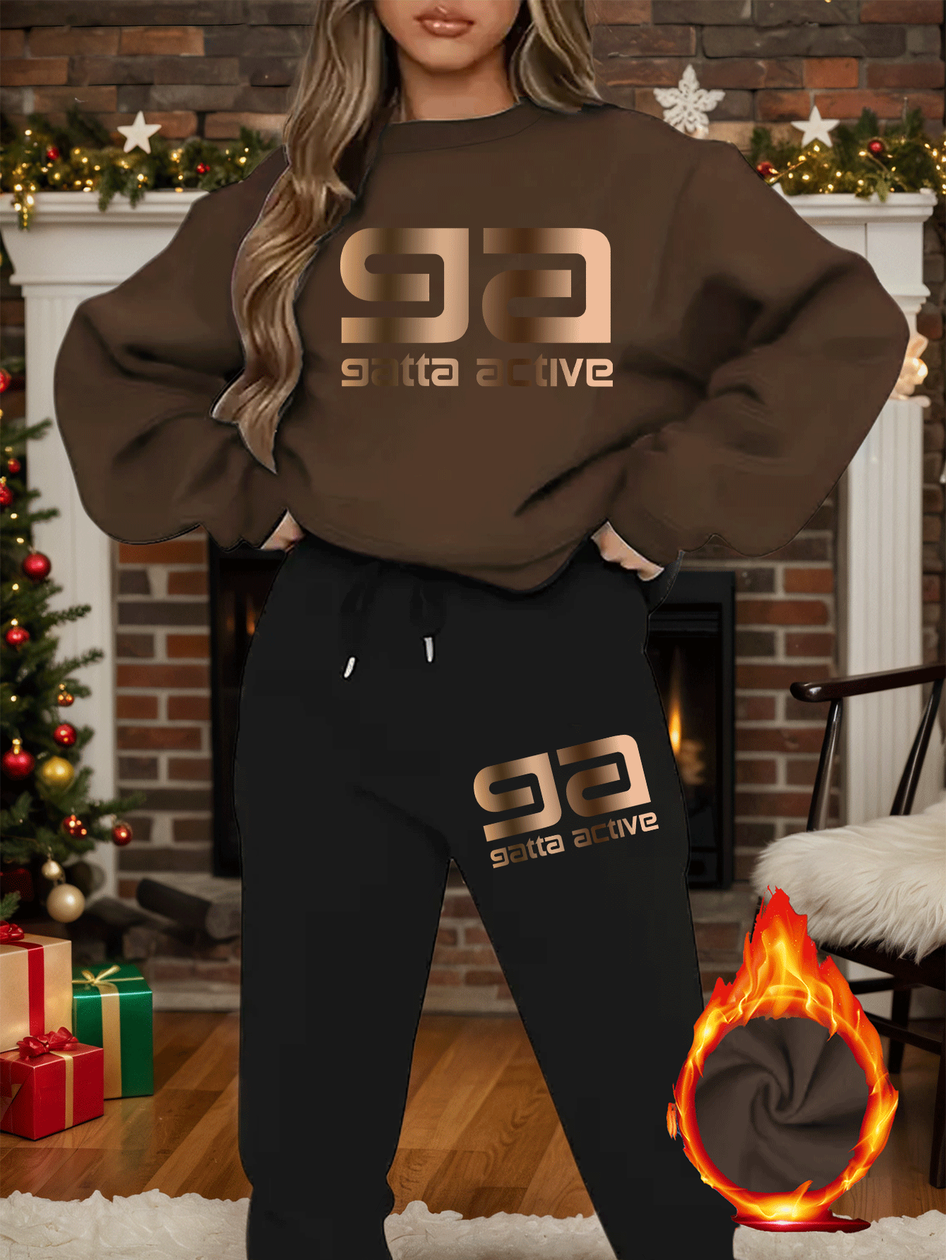2-teiliges künstlerisches, elegantes Grafik-Slogan-gedrucktes Y2K-Stil neues Damen-Casual-Sport Set mit Rundhals-Pullover mit langen Ärmeln und Hose
