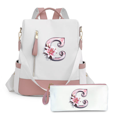 2er-Set Rucksack und Handtasche kompatibel für Tablet/Laptop - Große Kapazität mit mehreren Fächern / Reisetaschen mit verstellbaren Gurten, leichtes Design & A-Z Buchstabenoptionen