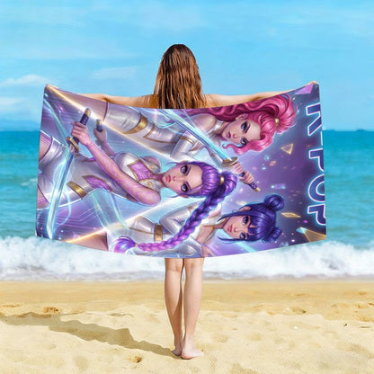 1 Stück K-POP Gruppen Themen Mikrofaser Strandtuch & Bade-Decke Geeignet für Pool, Reisen, Partys - Schnell trocknend, weich, saugfähig, geeignet für K-Pop-Fans, Badetuch mit K-Pop-Druck für Sommer-Stranddekorationen