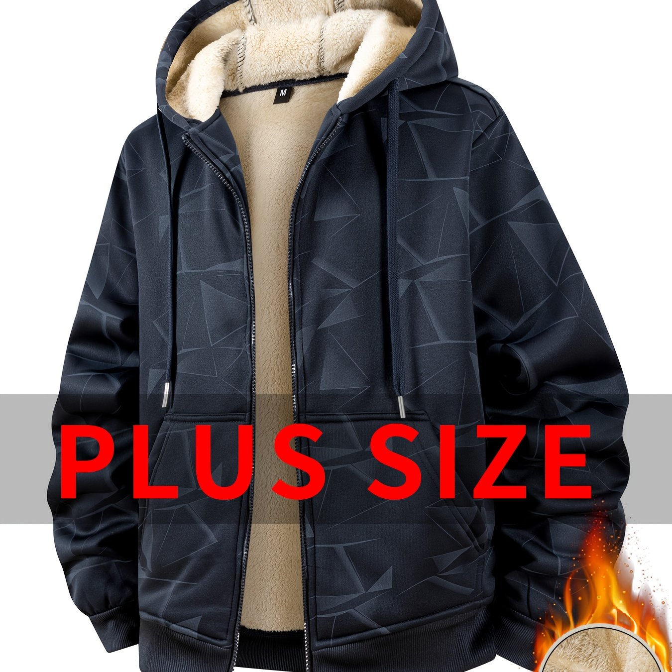 Herren Plus-Size Winterjacke – Dick gefütterter Mantel mit Kapuze und durchgehendem Reißverschluss, (verfügbar in Schwarz,Navy, Braun)