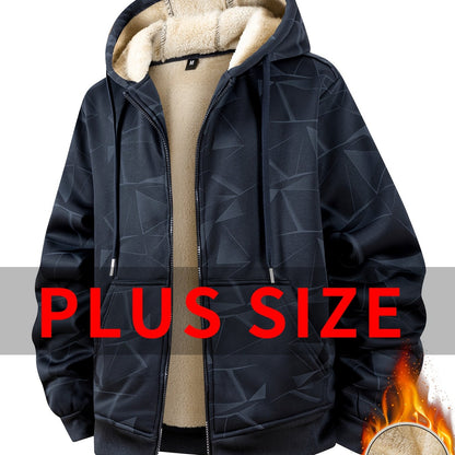 Herren Plus-Size Winterjacke – Dick gefütterter Mantel mit Kapuze und durchgehendem Reißverschluss, (verfügbar in Schwarz,Navy, Braun)