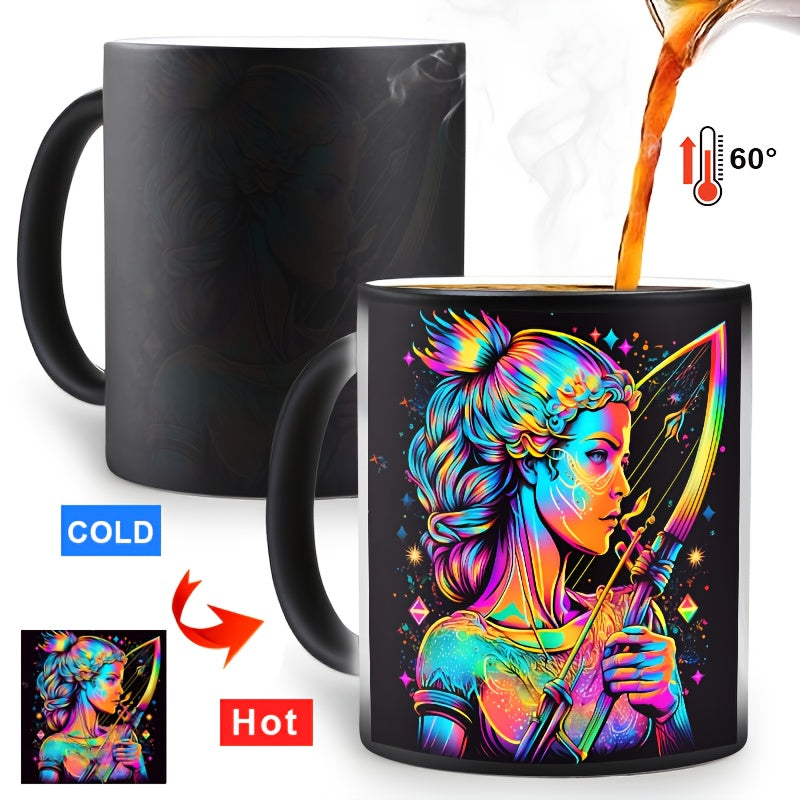1 Stück 0,33Liter Zodiac Magic Farbwechsel-Becher - Lebhaftes Sternbild-Design, für heiße & kalte Getränke, perfekte Geschenkidee nur Handwäsche