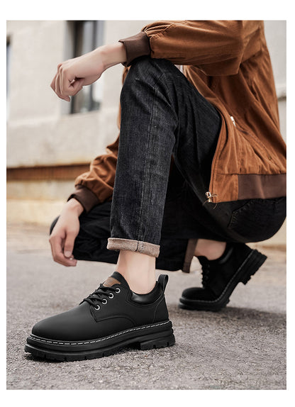 Herren Klassische Low-Top Oxfords - Schnürung mit Rundspitze, rutschfeste PVC-Sohle, leichtes Obermaterial & gepolsterte Innensohle für Business Casual, Outdoor, Fitnessstudio - Vielseitig für alle Jahreszeiten (Einfarbig)