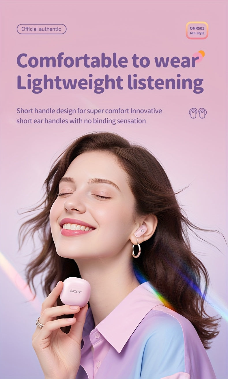 [Acer Offiziell Original] TWS Kabellose Ohrhörer mit Tiefbass-Stereo + Geräuschunterdrückung bei Anrufen, Ultra lange Akkulaufzeit, In-Ear-Design für Sport und Laufen, Mini und kompakt, HIFI-Sound, leichtes Touch-Bedienung