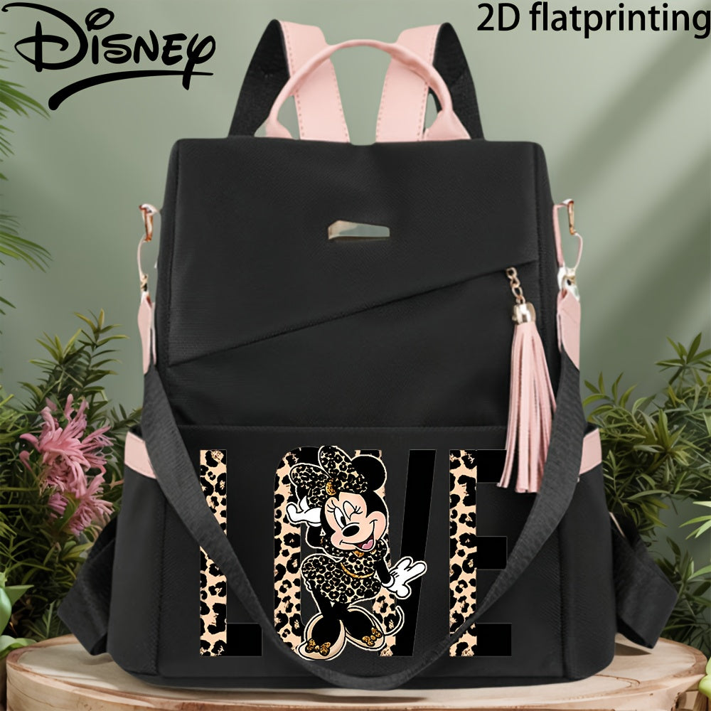 Autorisierter 1 Stück DISNEY Neue Minnie Mouse Modischer Leichter Anti-Diebstahl Rucksack, Damen-Duffelbag, mit Quasten, Verstellbarem Schultergurt
