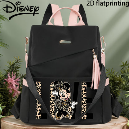 Autorisierter 1 Stück DISNEY Neue Minnie Mouse Modischer Leichter Anti-Diebstahl Rucksack, Damen-Duffelbag, mit Quasten, Verstellbarem Schultergurt