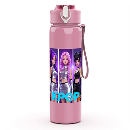 Plastikwasserflasche, Kpop-Mode-Design, Geeignet für Camping, Fitnessstudio, Picknick, Große Kapazität, Leicht zu reinigen, Leicht, Tragbar, 25oz/750ml, Perfektes Geschenk zum Geburtstag