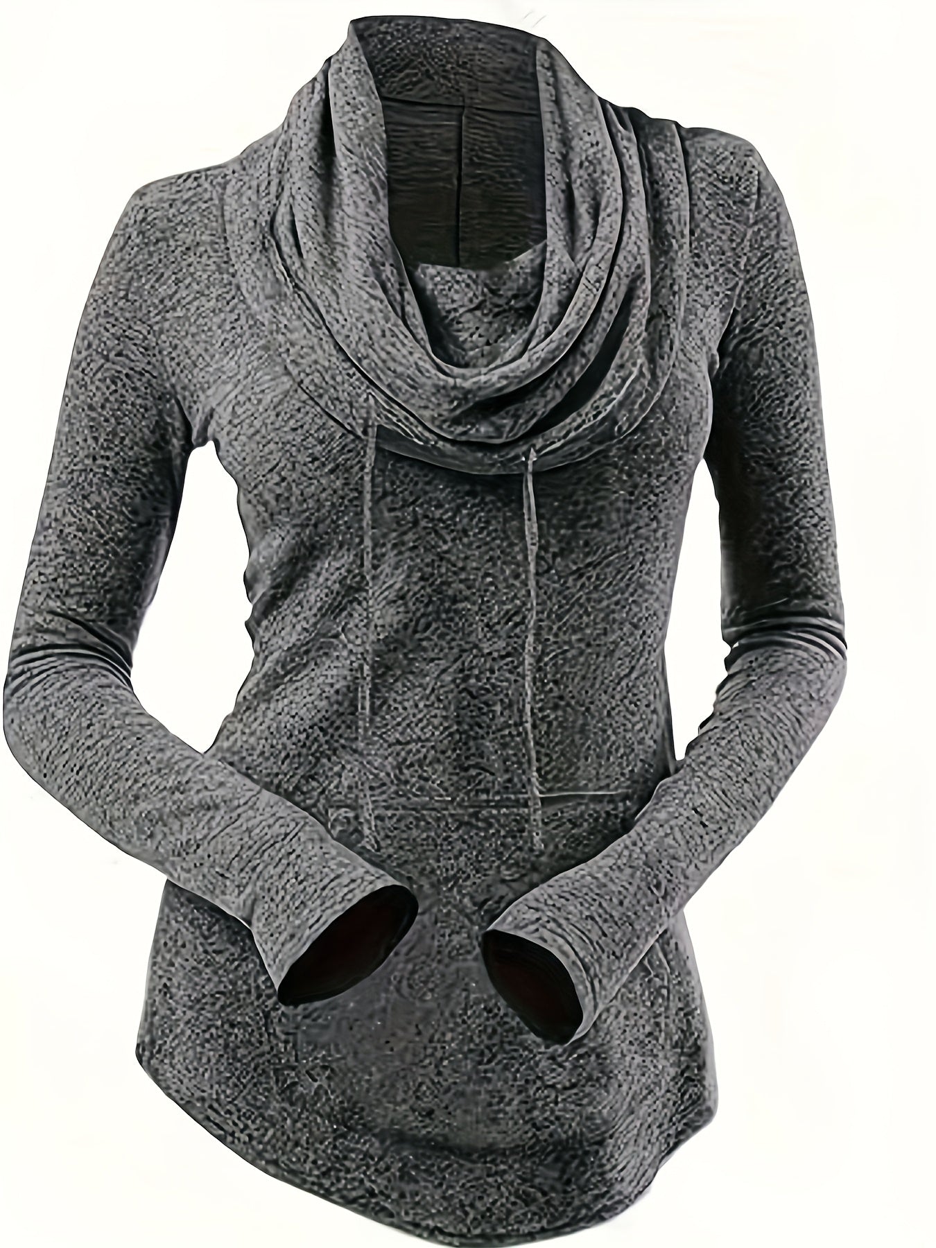 Übergröße - Lässiges Kapuzen-Sweatshirt für Frauen in Übergröße mit Wasserfallkragen