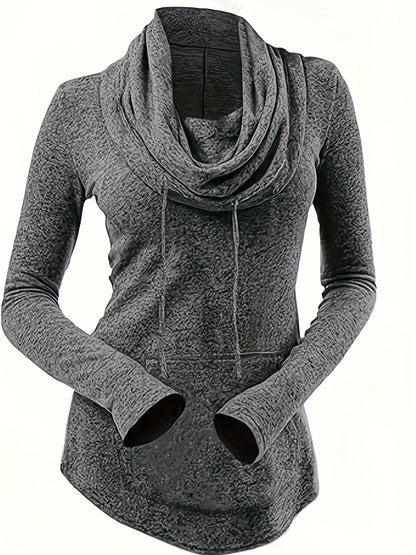 Übergröße - Lässiges Kapuzen-Sweatshirt für Frauen in Übergröße mit Wasserfallkragen